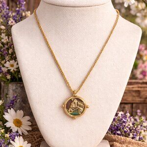 Gold Horse Medallion Necklace – Equestrian Pendant Necklace | Southern Glitz